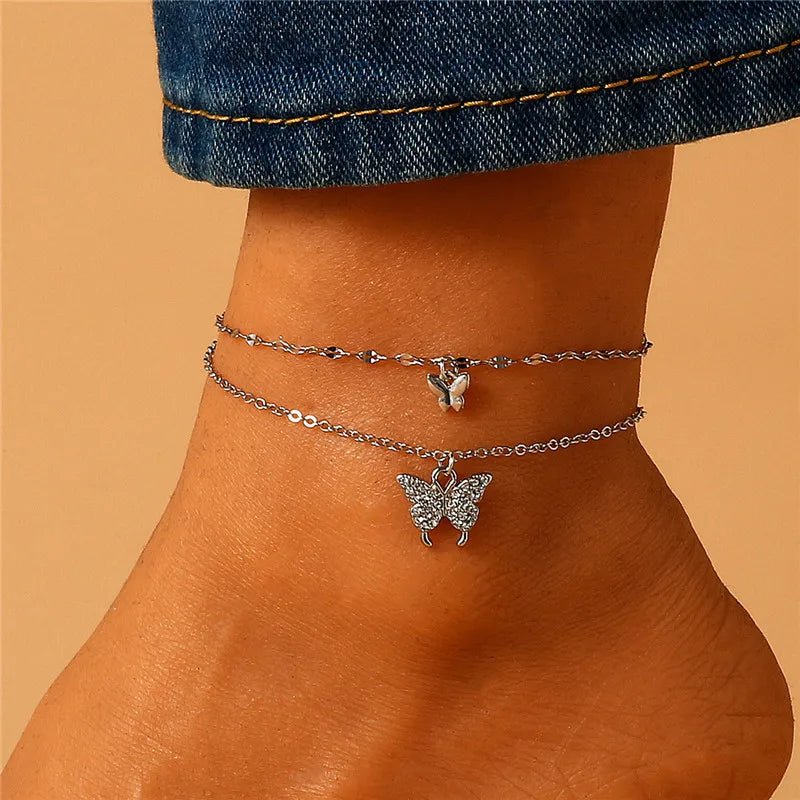 2022 Fashion Heart Anklet for Women Silver Color Hot Barefoot Sandals Bracelet Ankle on Leg Foot Accessories Wholesale Jewelry - Gofionafashion