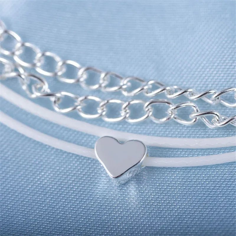 2022 Fashion Heart Anklet for Women Silver Color Hot Barefoot Sandals Bracelet Ankle on Leg Foot Accessories Wholesale Jewelry - Gofionafashion