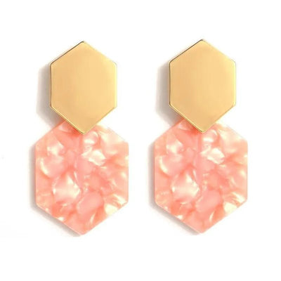 2022 New Korean Acrylic Pink Geometric Earrings for Women Cute Romantic Round Flower Heart Candy Color Fashion Jewelry Brincos - Gofionafashion