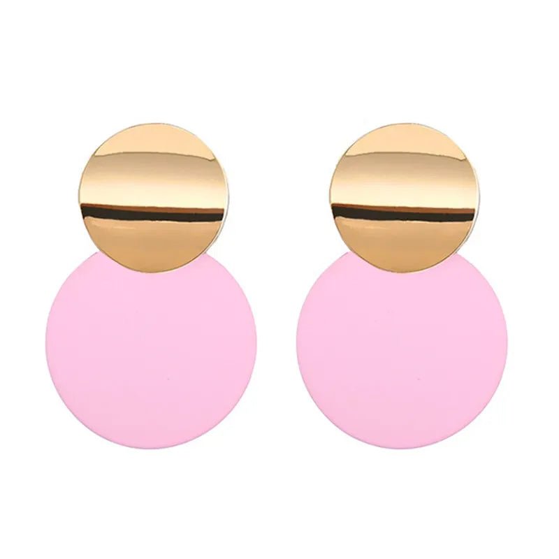 2022 New Korean Acrylic Pink Geometric Earrings for Women Cute Romantic Round Flower Heart Candy Color Fashion Jewelry Brincos - Gofionafashion