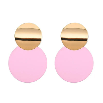 2022 New Korean Acrylic Pink Geometric Earrings for Women Cute Romantic Round Flower Heart Candy Color Fashion Jewelry Brincos - Gofionafashion