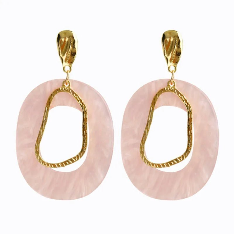 2022 New Korean Acrylic Pink Geometric Earrings for Women Cute Romantic Round Flower Heart Candy Color Fashion Jewelry Brincos - Gofionafashion