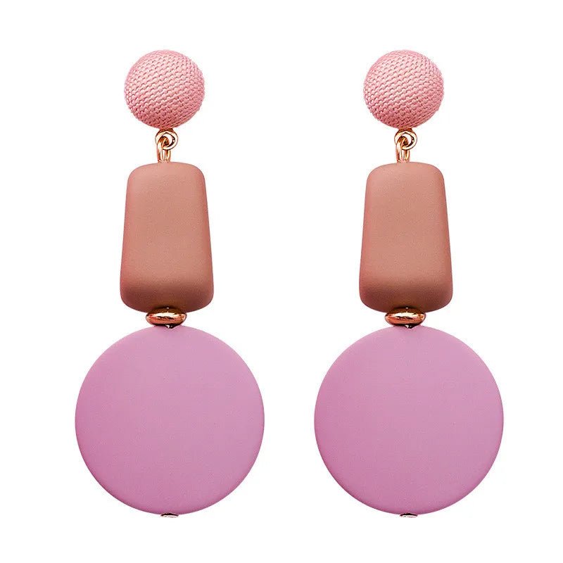 2022 New Korean Acrylic Pink Geometric Earrings for Women Cute Romantic Round Flower Heart Candy Color Fashion Jewelry Brincos - Gofionafashion