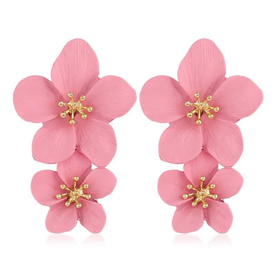 2022 New Korean Acrylic Pink Geometric Earrings for Women Cute Romantic Round Flower Heart Candy Color Fashion Jewelry Brincos - Gofionafashion