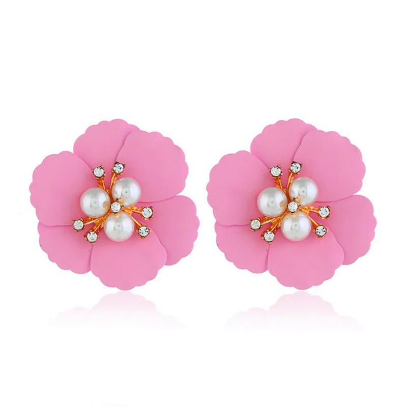 2022 New Korean Acrylic Pink Geometric Earrings for Women Cute Romantic Round Flower Heart Candy Color Fashion Jewelry Brincos - Gofionafashion