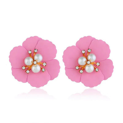 2022 New Korean Acrylic Pink Geometric Earrings for Women Cute Romantic Round Flower Heart Candy Color Fashion Jewelry Brincos - Gofionafashion