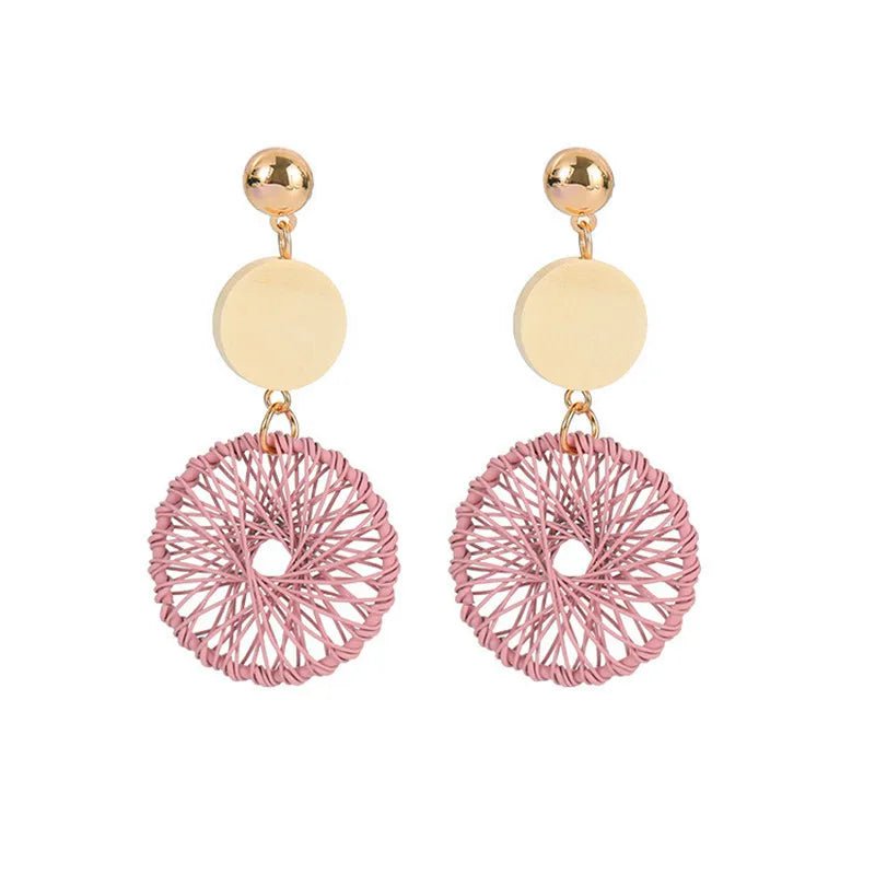 2022 New Korean Acrylic Pink Geometric Earrings for Women Cute Romantic Round Flower Heart Candy Color Fashion Jewelry Brincos - Gofionafashion