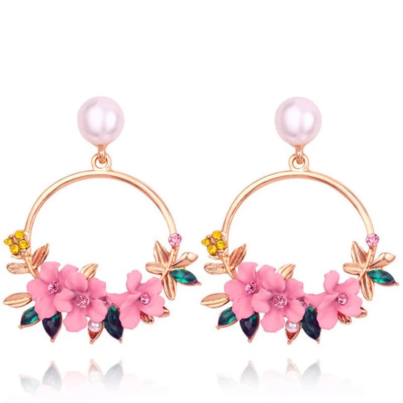 2022 New Korean Acrylic Pink Geometric Earrings for Women Cute Romantic Round Flower Heart Candy Color Fashion Jewelry Brincos - Gofionafashion