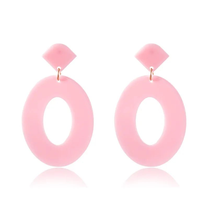 2022 New Korean Acrylic Pink Geometric Earrings for Women Cute Romantic Round Flower Heart Candy Color Fashion Jewelry Brincos - Gofionafashion