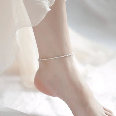 2022 Silver Color Sparkling Chain Anklets for Women Ankle Bracelet Fashion Foot Jewelry Leg Barefoot Beach Accessories - Gofionafashion