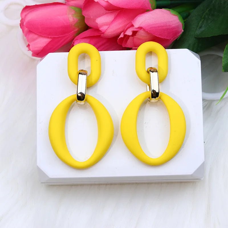 2023 Trendy Koean Blue Red Black Rose Earrings for Women Girl Candy Color Acrylic Irregular Geometric Chain Long Earrings Gift - Gofionafashion