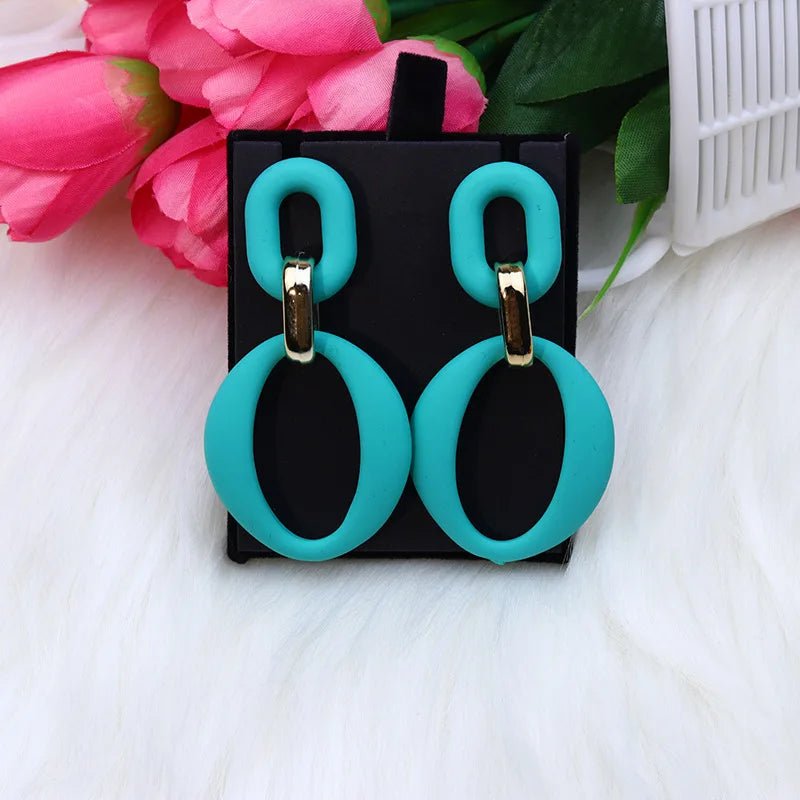 2023 Trendy Koean Blue Red Black Rose Earrings for Women Girl Candy Color Acrylic Irregular Geometric Chain Long Earrings Gift - Gofionafashion