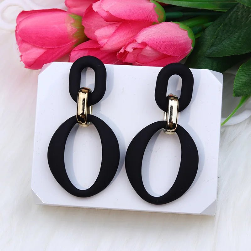 2023 Trendy Koean Blue Red Black Rose Earrings for Women Girl Candy Color Acrylic Irregular Geometric Chain Long Earrings Gift - Gofionafashion