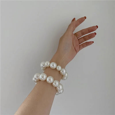 Big Pearl Hair Ties Women Girl Fashion Korean Style Hairband Scrunchies Ponytail Holders Rubber Band Hair Accessories - Gofionafashion