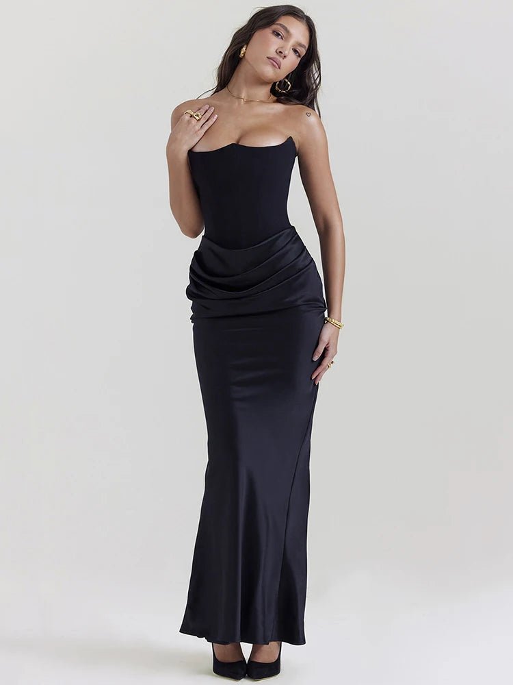 Elegant Off - shoulder Sleeveless Backless Strapless Bodycon Dress for Women - Gofionafashion