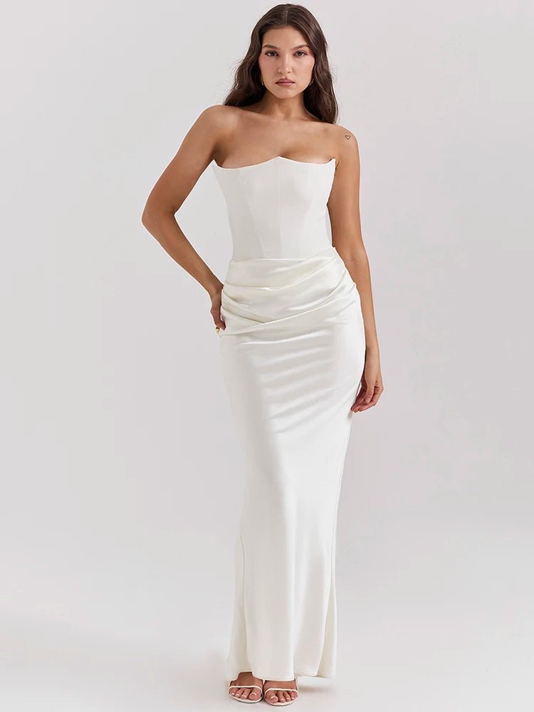 Elegant Off - shoulder Sleeveless Backless Strapless Bodycon Dress for Women - Gofionafashion