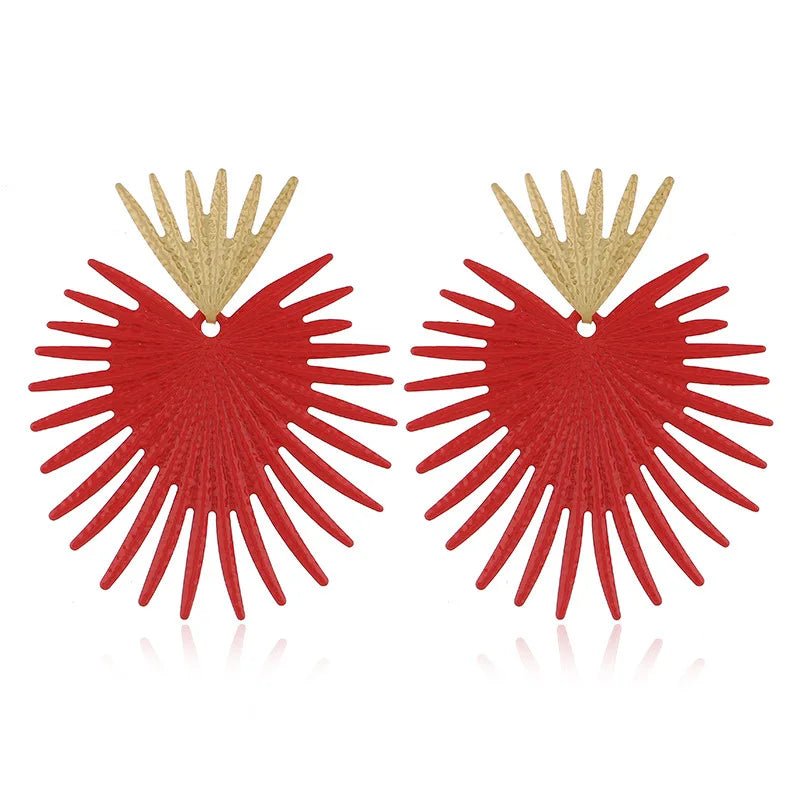 Exaggerated Big Leaf Earrings for Women Irregular Geoemtric Punk Gold Red Black Color Party Fashion Jewelry Female Gifts 2022 - Gofionafashion