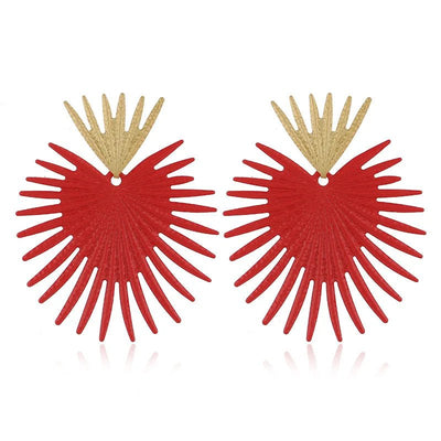 Exaggerated Big Leaf Earrings for Women Irregular Geoemtric Punk Gold Red Black Color Party Fashion Jewelry Female Gifts 2022 - Gofionafashion