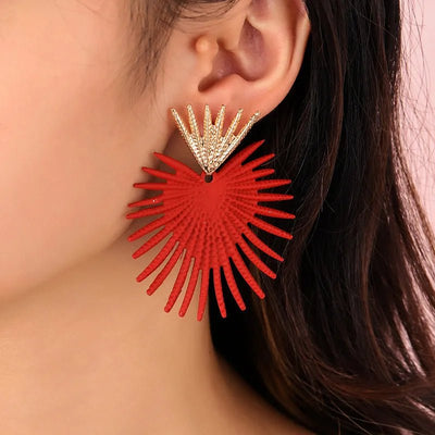 Exaggerated Big Leaf Earrings for Women Irregular Geoemtric Punk Gold Red Black Color Party Fashion Jewelry Female Gifts 2022 - Gofionafashion