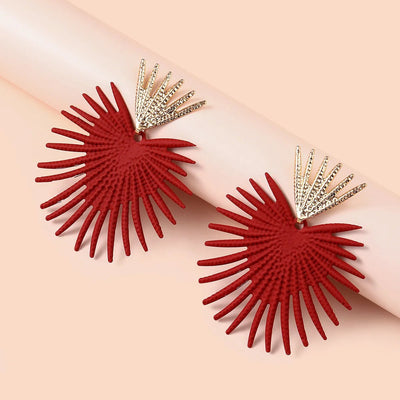 Exaggerated Big Leaf Earrings for Women Irregular Geoemtric Punk Gold Red Black Color Party Fashion Jewelry Female Gifts 2022 - Gofionafashion