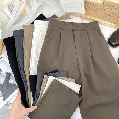 Fall Spring Black Suit Haren Pants Women Fashion Elastic High Waist Casual Trousers Woman Korean Style Solid Office Pant 2023 - Gofionafashion