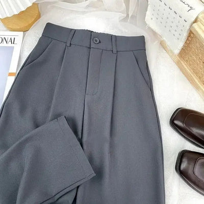 Fall Spring Black Suit Haren Pants Women Fashion Elastic High Waist Casual Trousers Woman Korean Style Solid Office Pant 2023 - Gofionafashion