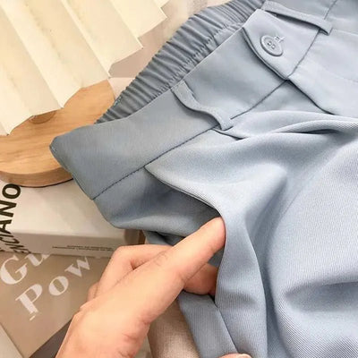 Fall Spring Black Suit Haren Pants Women Fashion Elastic High Waist Casual Trousers Woman Korean Style Solid Office Pant 2023 - Gofionafashion