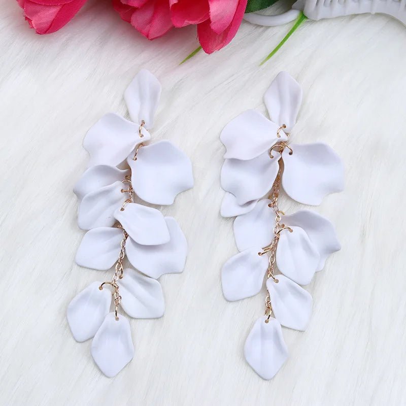 Flower Long Bohemian Drop Earrings for Women Rose Pink Petal Acrylic Tassel Hanging Earring Summer Fashion Jewelry Accessories - Gofionafashion