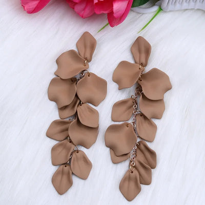 Flower Long Bohemian Drop Earrings for Women Rose Pink Petal Acrylic Tassel Hanging Earring Summer Fashion Jewelry Accessories - Gofionafashion