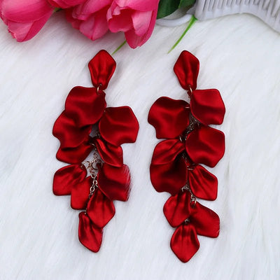 Flower Long Bohemian Drop Earrings for Women Rose Pink Petal Acrylic Tassel Hanging Earring Summer Fashion Jewelry Accessories - Gofionafashion