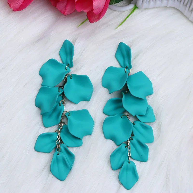 Flower Long Bohemian Drop Earrings for Women Rose Pink Petal Acrylic Tassel Hanging Earring Summer Fashion Jewelry Accessories - Gofionafashion