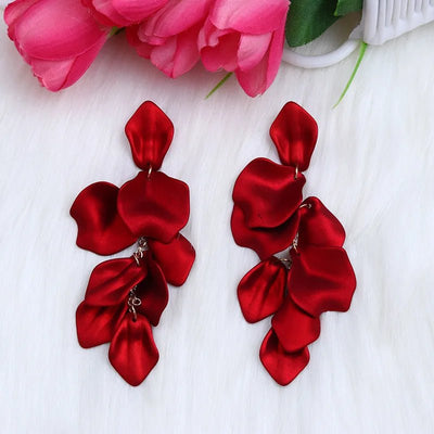 Flower Long Bohemian Drop Earrings for Women Rose Pink Petal Acrylic Tassel Hanging Earring Summer Fashion Jewelry Accessories - Gofionafashion