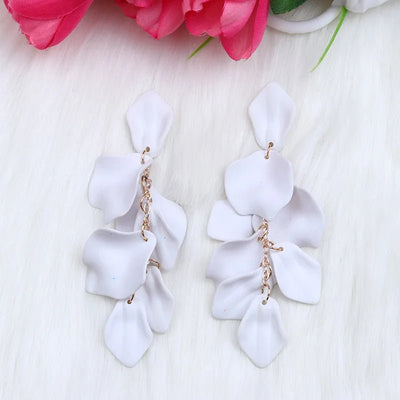 Flower Long Bohemian Drop Earrings for Women Rose Pink Petal Acrylic Tassel Hanging Earring Summer Fashion Jewelry Accessories - Gofionafashion