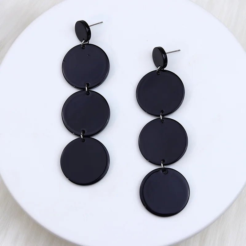 Gothic Black Color Geometric Acrylic Heart Round Dangle Drop Earrings for Women Girls Punk Party Long Statement Earrings Jewelry - Gofionafashion