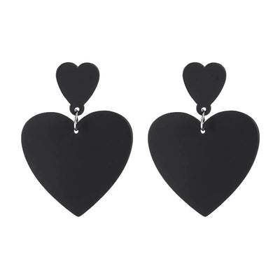 Gothic Black Color Geometric Acrylic Heart Round Dangle Drop Earrings for Women Girls Punk Party Long Statement Earrings Jewelry - Gofionafashion