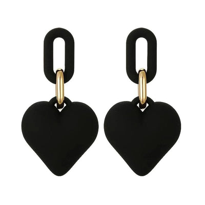 Gothic Black Color Geometric Acrylic Heart Round Dangle Drop Earrings for Women Girls Punk Party Long Statement Earrings Jewelry - Gofionafashion