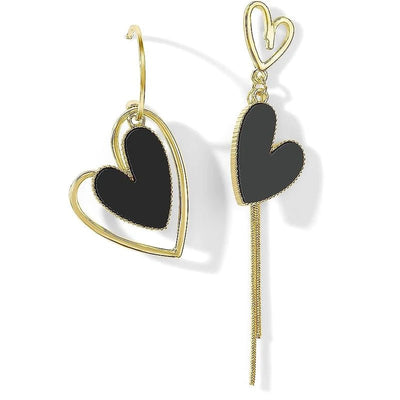 Gothic Black Color Geometric Acrylic Heart Round Dangle Drop Earrings for Women Girls Punk Party Long Statement Earrings Jewelry - Gofionafashion