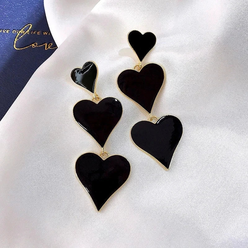 Gothic Black Color Geometric Acrylic Heart Round Dangle Drop Earrings for Women Girls Punk Party Long Statement Earrings Jewelry - Gofionafashion