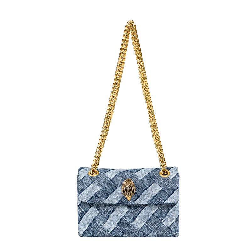 Handbag Wash Denim In Weave Print Purse Jointing Cross Body Patchwork - Gofionafashion