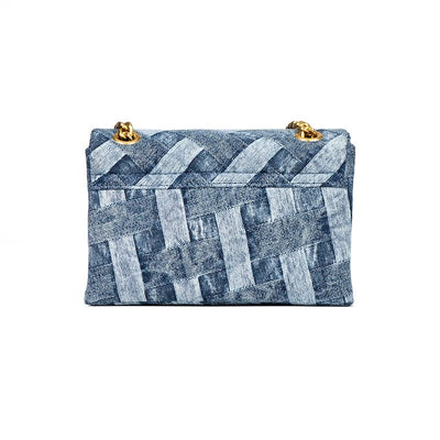 Handbag Wash Denim In Weave Print Purse Jointing Cross Body Patchwork - Gofionafashion