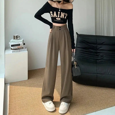 High Waist Wide Leg Pants Women Korean Fashion Spring Loose Straight Trouser Ladies Casual Baggy Streetwear Suit Pants New - Gofionafashion