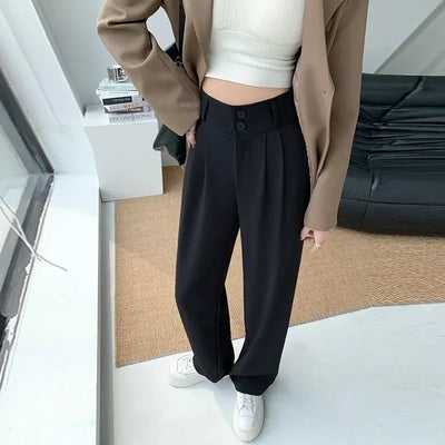 High Waist Wide Leg Pants Women Korean Fashion Spring Loose Straight Trouser Ladies Casual Baggy Streetwear Suit Pants New - Gofionafashion