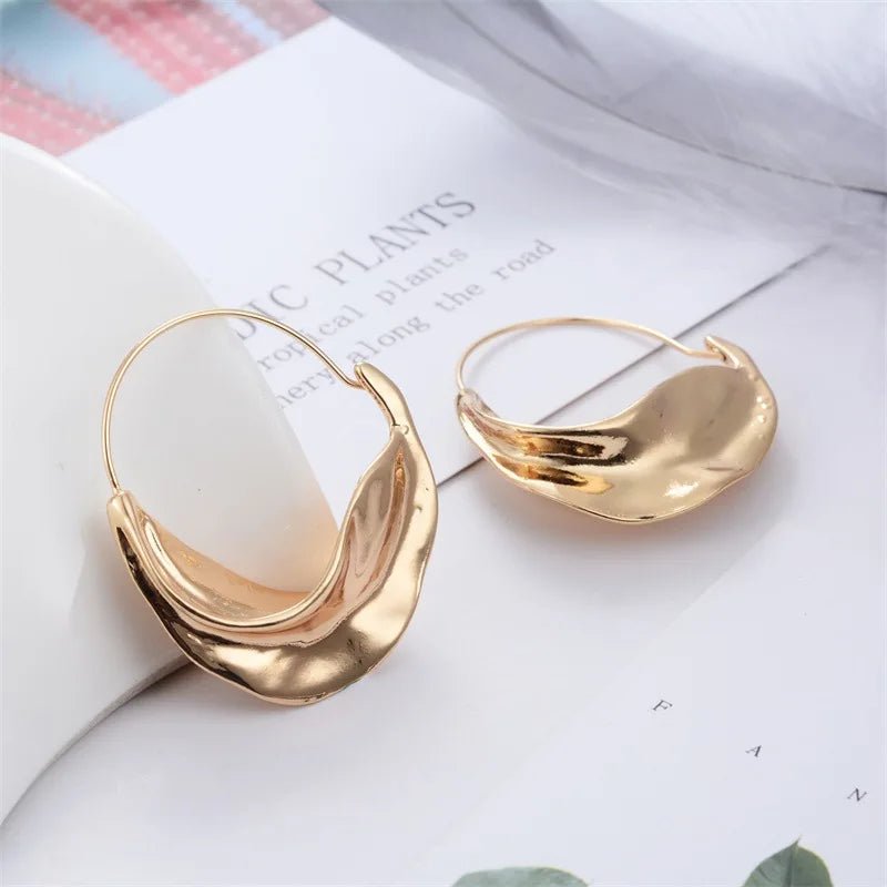 Irregular Geometric Metal Drop Earrings for Women Flower Basket Vintage Bohemian Big Exaggerated Party Earrings Wholesale - Gofionafashion