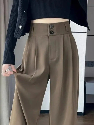 Korean High Waist Wide Leg Trousers Female Fall Summer Casual Loose Office Lady Suit Pants Fashion Baggy Outwear Clothing - Gofionafashion