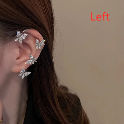 Luxury Earrings for Women 2022 Shiny Crystal Rhinestone Long Tassel Ear Cuff Clip Earrings Party Wedding Jewelry No Pierced - Gofionafashion