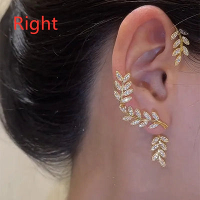 Luxury Earrings for Women 2022 Shiny Crystal Rhinestone Long Tassel Ear Cuff Clip Earrings Party Wedding Jewelry No Pierced - Gofionafashion