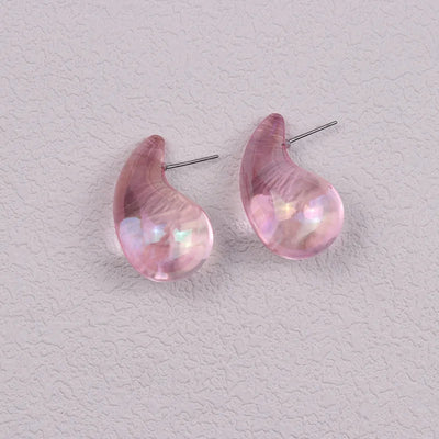 Magic Color Transparent Teardrop Chunky Earrings for Women Trendy Acrylic Stud Earring Dupes Girls Cute Sweet Jewelry Accessorie - Gofionafashion