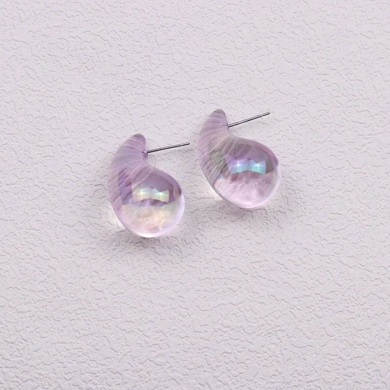 Magic Color Transparent Teardrop Chunky Earrings for Women Trendy Acrylic Stud Earring Dupes Girls Cute Sweet Jewelry Accessorie - Gofionafashion