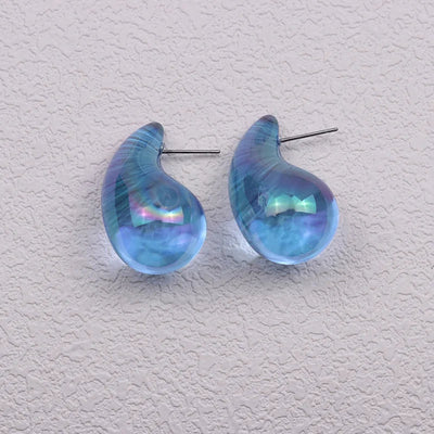 Magic Color Transparent Teardrop Chunky Earrings for Women Trendy Acrylic Stud Earring Dupes Girls Cute Sweet Jewelry Accessorie - Gofionafashion