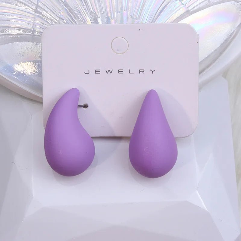 Magic Color Transparent Teardrop Chunky Earrings for Women Trendy Acrylic Stud Earring Dupes Girls Cute Sweet Jewelry Accessorie - Gofionafashion